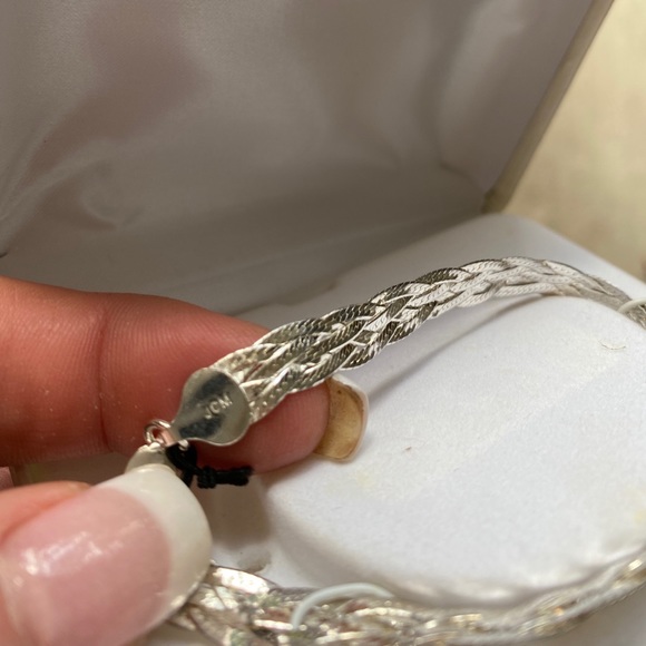 Platinum over Sterling Silver Twist Bangle - Picture 4 of 5